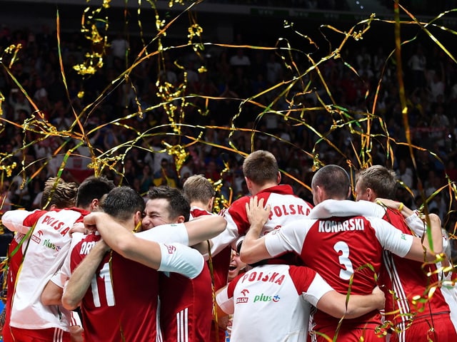 Polens Nationalteam jubelt. Polens Nationalteam jubelt.