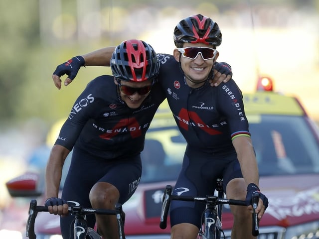 Carapaz (l.) und Kwiatkowski. Carapaz (l.) und Kwiatkowski.