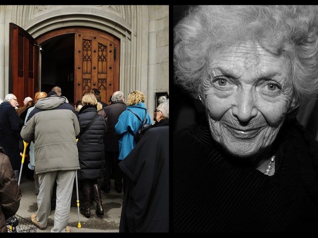Trauergemeinde und Foto von Stephanie Glaser Trauergemeinde und Foto von Stephanie Glaser