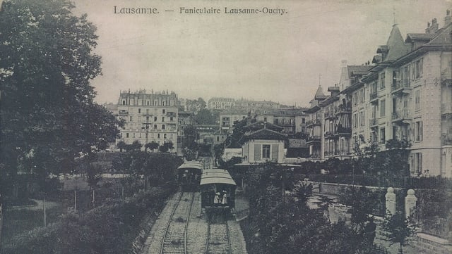 Die erste Drahtseilbahn der Scheiz in Lausanne Die erste Drahtseilbahn der Scheiz in Lausanne
