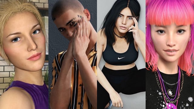 Die virtuellen Instagram-Persönlichkeiten Bermuda, Ronnie Blawko, Avalon und Zamin. Die virtuellen Instagram-Persönlichkeiten Bermuda, Ronnie Blawko, Avalon und Zamin.