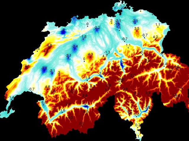 Karte mit den Temperaturabweichungen im Dezember 2016 Karte mit den Temperaturabweichungen im Dezember 2016