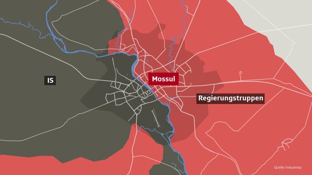 Eine Karte von Mossul Eine Karte von Mossul