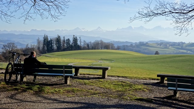 Blick vom Gurten in eine grüne Landschaft am 24. Dezember 2015 Blick vom Gurten in eine grüne Landschaft am 24. Dezember 2015