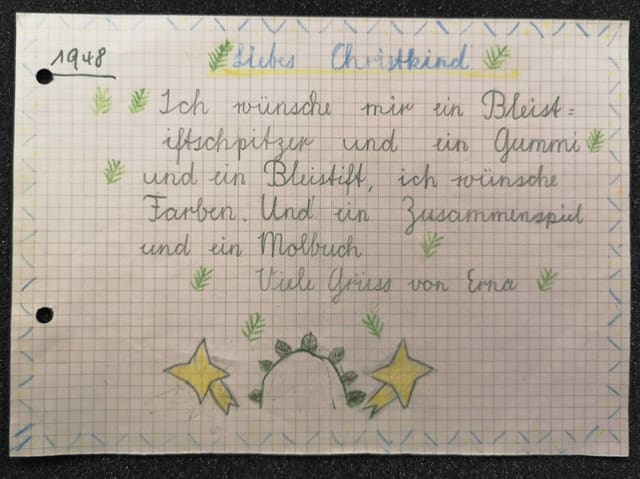 Wunschzettel eines Mädchen an das Chriskind. Wunschzettel eines Mädchen an das Chriskind.