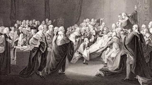 «The Death of the Earl of Chatham» als Stich in schwarz-weiss, massenhaft unter die Leute gebracht. «The Death of the Earl of Chatham» als Stich in schwarz-weiss, massenhaft unter die Leute gebracht.