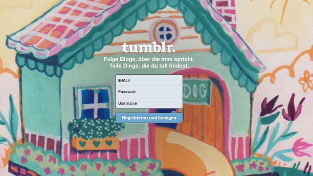 Login-Seite der Blogging-Plattform Tumblr Login-Seite der Blogging-Plattform Tumblr