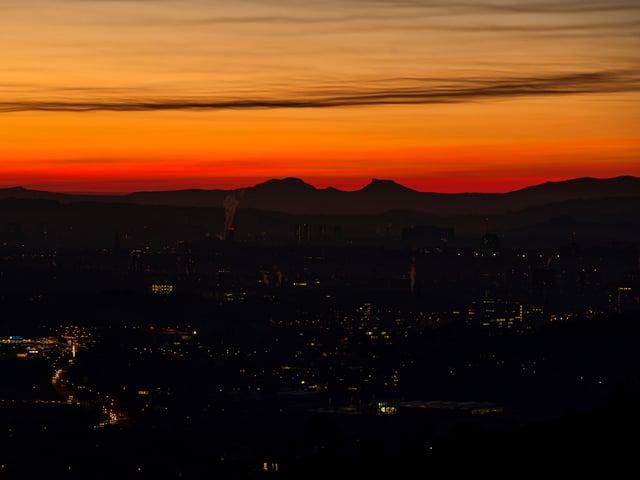 Abendstimmung in Bern mit wunderbarem Abendrot.