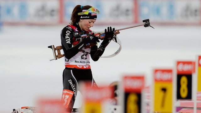 Selina Gasparin am Schiessstand Selina Gasparin am Schiessstand