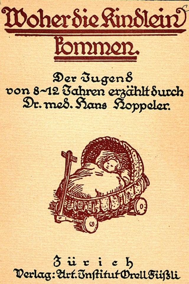 Cover eines alten Buches: "Woher die Kindlein kommen.»