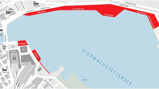 Gesperrte Zonen im Luzerner Seebecken. Gesperrte Zonen im Luzerner Seebecken.