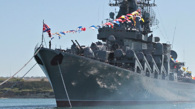 Russisches Kriegsschiff auf dem Weg ins Mittelmeer.