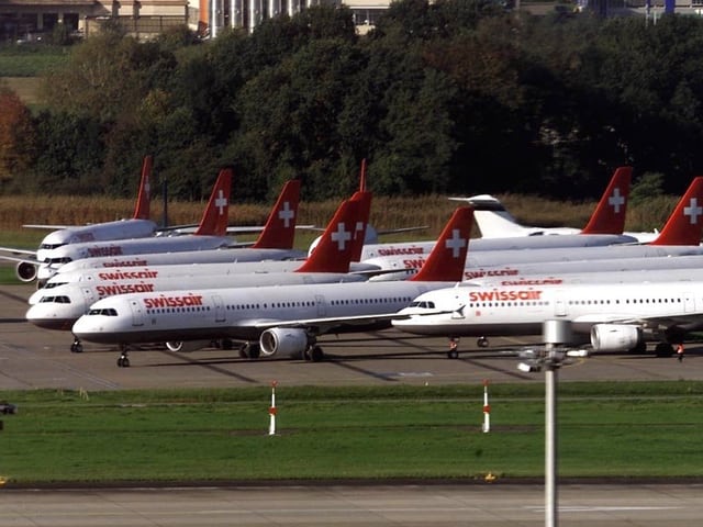 Teil der Swissair-Flotte nach dem Grounding