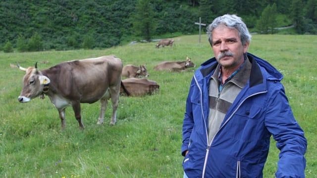 Der Älpler blickt in die Kamera. Der Älpler blickt in die Kamera.
