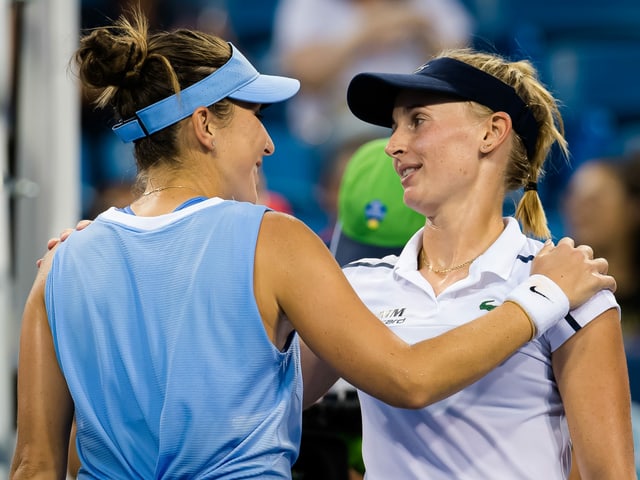 Belinda Bencic und Jil Teichmann nach ihrem Duell in Cincinnati. Belinda Bencic und Jil Teichmann nach ihrem Duell in Cincinnati.