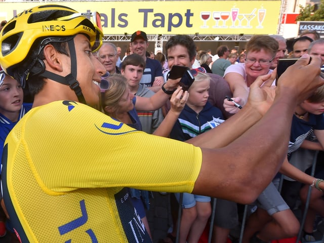 Egan Bernal am 1. August bei einem Kriterium im flandrischen Herentals. Egan Bernal am 1. August bei einem Kriterium im flandrischen Herentals.