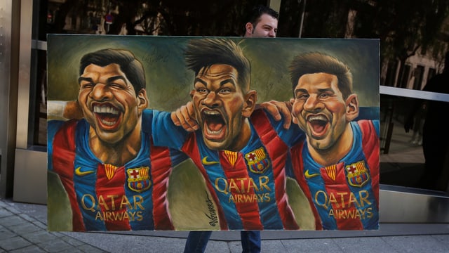 Luis Suarez, Neymar und Lionel Messi glauben an das Barça-Wunder. Luis Suarez, Neymar und Lionel Messi glauben an das Barça-Wunder.