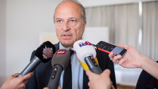 Stadtrat Filippo Leutenegger erklärt sich vor den Medien Stadtrat Filippo Leutenegger erklärt sich vor den Medien