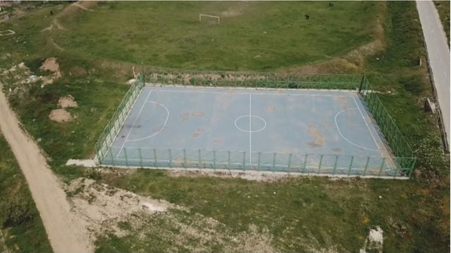 Vogelperspektive auf einen Fussballplatz. Vogelperspektive auf einen Fussballplatz.
