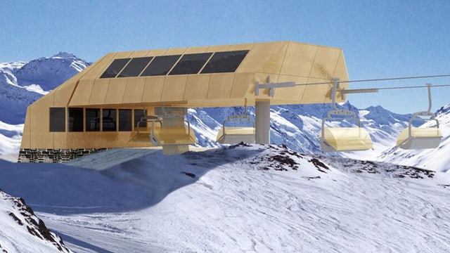 Visualisierung der Bergstation. Visualisierung der Bergstation.