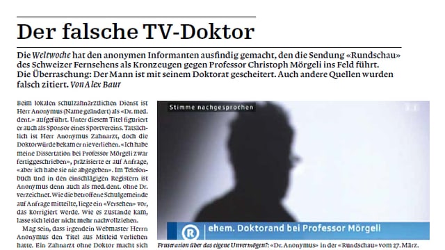 Ausschnitt der Weltwoche Ausschnitt der Weltwoche