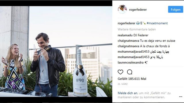 Instagram-Account Roger Federer. Instagram-Account Roger Federer.