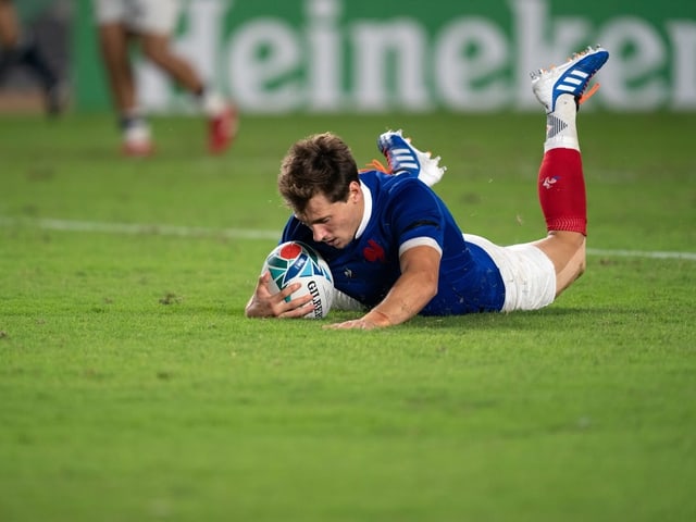 Baptiste Serin nach einem Try gegen die USA. Baptiste Serin nach einem Try gegen die USA.