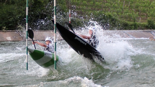 Gérôme Martin und Nicolas Vuille im Training auf der Limmat bei Baden Gérôme Martin und Nicolas Vuille im Training auf der Limmat bei Baden