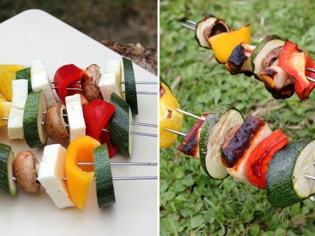 Gemüse-Halloumi-Spiess. Gemüse-Halloumi-Spiess.