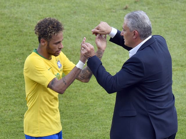Starspieler Neymar und Coach Tite. Starspieler Neymar und Coach Tite.