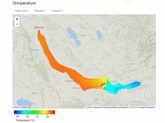 Wassertemperaturen Zürichsee. Wassertemperaturen Zürichsee.