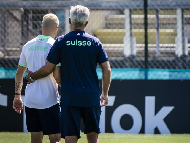 Granit Xhaka und Nati-Trainer Vladimir Petovic. Granit Xhaka und Nati-Trainer Vladimir Petovic.