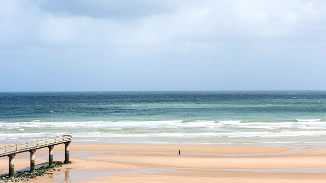 Malerischer Blick auf die Omaha Beach in der Normandie.