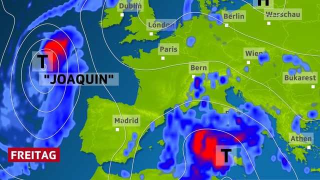 Regengebiete im Mittellmeeraum - am Freitag. Regengebiete im Mittellmeeraum - am Freitag.