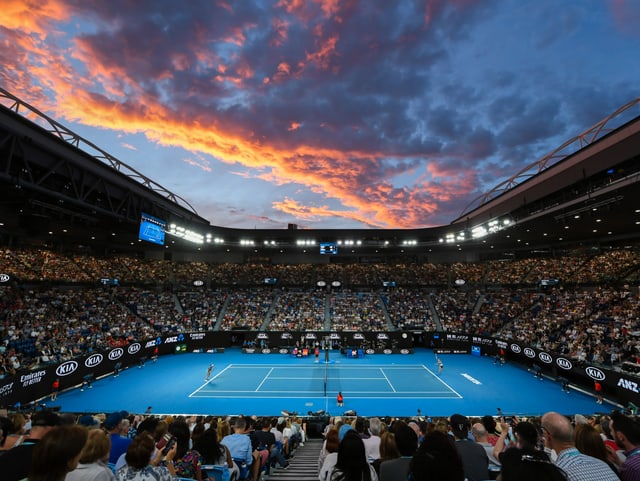 Bangen um ihre Pandemie-Versicherung: Australian Open in Melbourne. Bangen um ihre Pandemie-Versicherung: Australian Open in Melbourne.