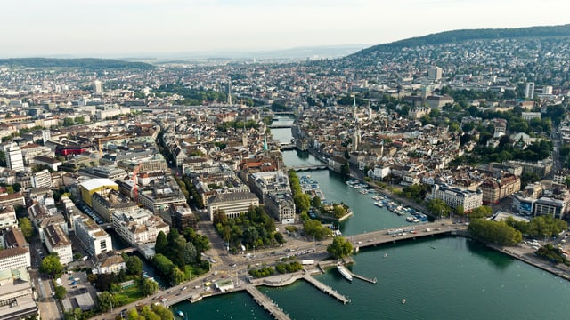 Luftaufnahme von der Stadt Zürich. Luftaufnahme von der Stadt Zürich.