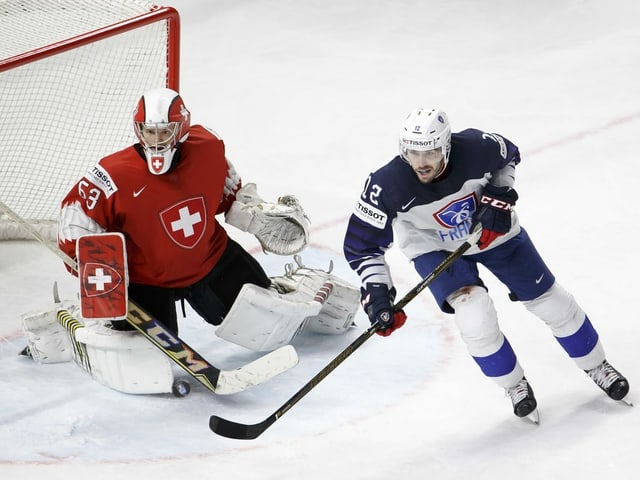 Nati-Goalie Leonardo Genoni im Frankreich-Spiel 2018. Nati-Goalie Leonardo Genoni im Frankreich-Spiel 2018.