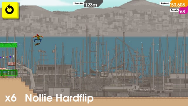 Nollie Hardflip vom Dach des Fischstandes. Nollie Hardflip vom Dach des Fischstandes.