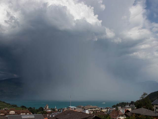 Starker Regenschauer über dem See Starker Regenschauer über dem See