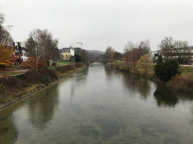 In der Töss hat es sehr wenig Wasser, der Fluss fliesst ruhig. In der Töss hat es sehr wenig Wasser, der Fluss fliesst ruhig.