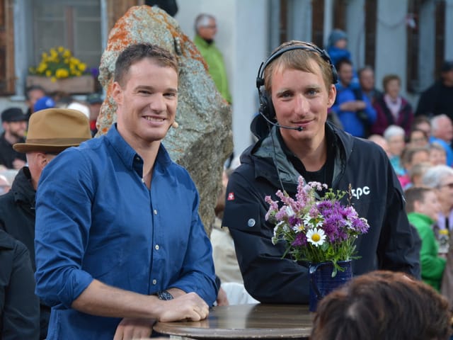 Dario Cologna mit Christian Ruppli.