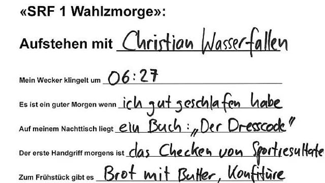 Handschrift von Christian Wasserfallen. Handschrift von Christian Wasserfallen.
