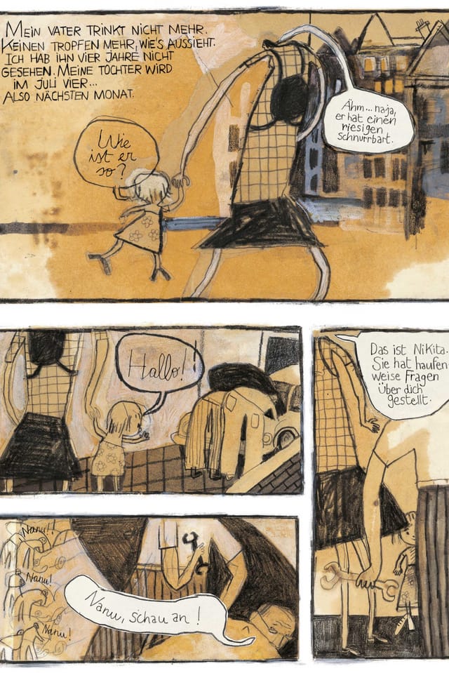 Ein Comic-Ausschnitt mit vier Bildern. Ein Comic-Ausschnitt mit vier Bildern.