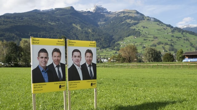 Ein Wahlplakat der BDP St. Gallen für die National- und Ständeratswahlen im Oktober 2015 in Buchs.