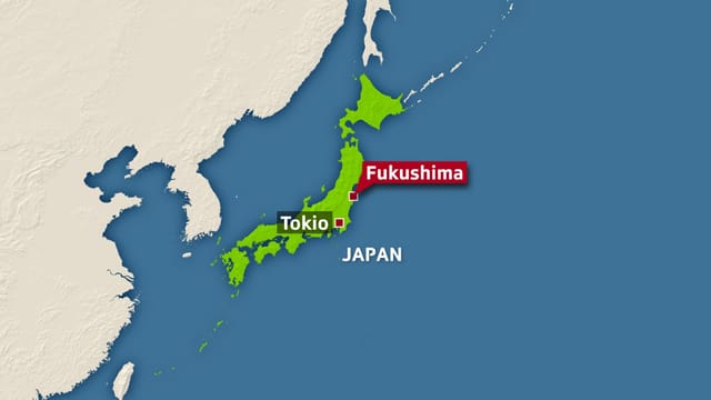 Karte von Japan mit der Verortung von Tokio und Fukushima. Karte von Japan mit der Verortung von Tokio und Fukushima.