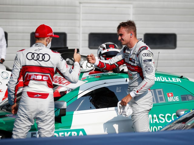 Nimmt erneut Gratulationen entgegen: Nico Müller (rechts). Nimmt erneut Gratulationen entgegen: Nico Müller (rechts).