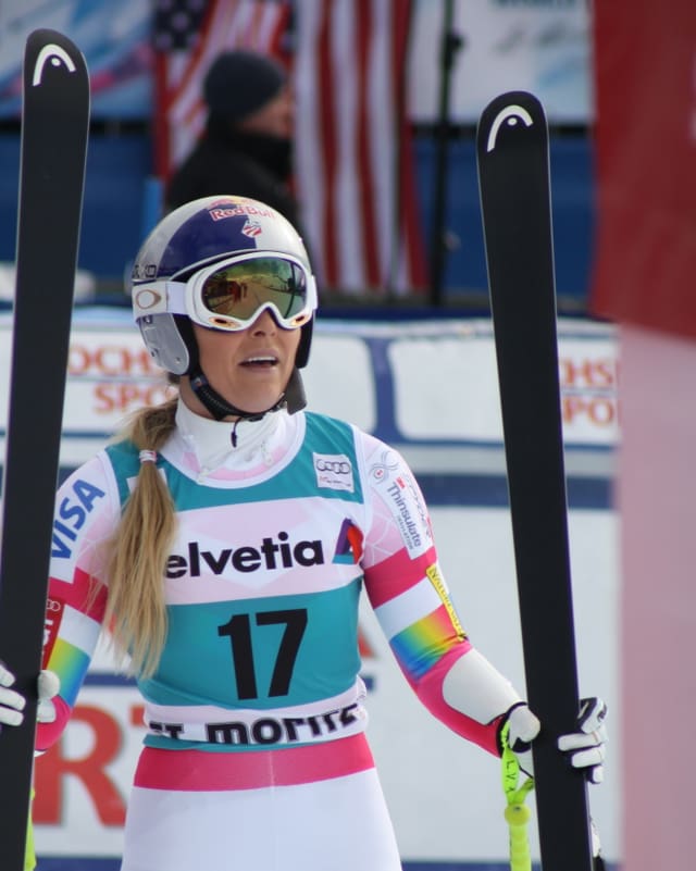 Lindsey Vonn im Ziel in Siegerpose. Lindsey Vonn im Ziel in Siegerpose.