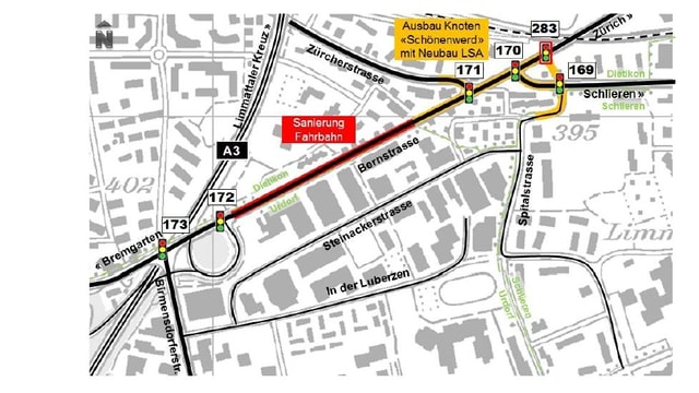 Projektübersicht Vollsperrung Schönenwerdkreuzung in Dietikon Projektübersicht Vollsperrung Schönenwerdkreuzung in Dietikon