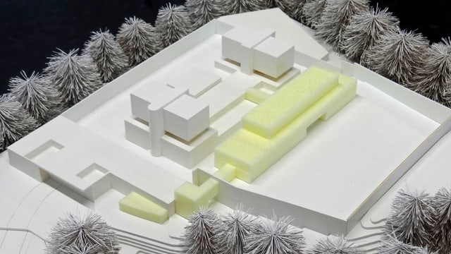 Modell der ausgebauten Justizvollzugsanstalt Bostadel in Menzingen ZG Modell der ausgebauten Justizvollzugsanstalt Bostadel in Menzingen ZG