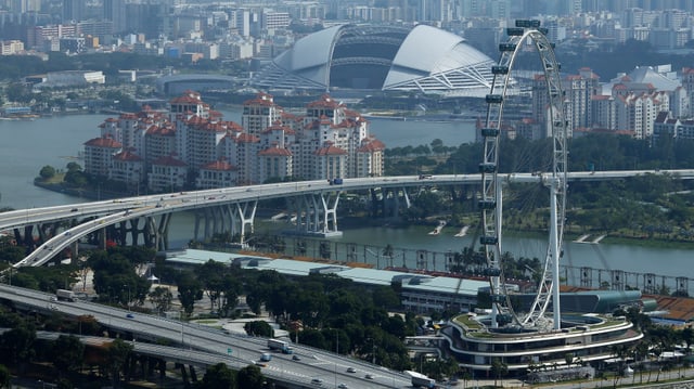 Blick auf die Skyline von Singapur. Blick auf die Skyline von Singapur.